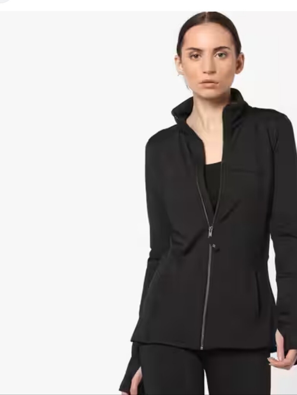Women's Black Zip Utility Jacket with High Collar